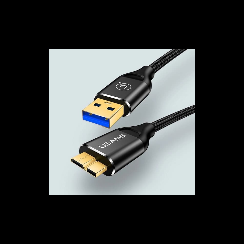 USAMS Nylon Cable U19 USB 3.0 microUSB B to external drive 1m black SJ272USB01 (US-SJ272) - 3