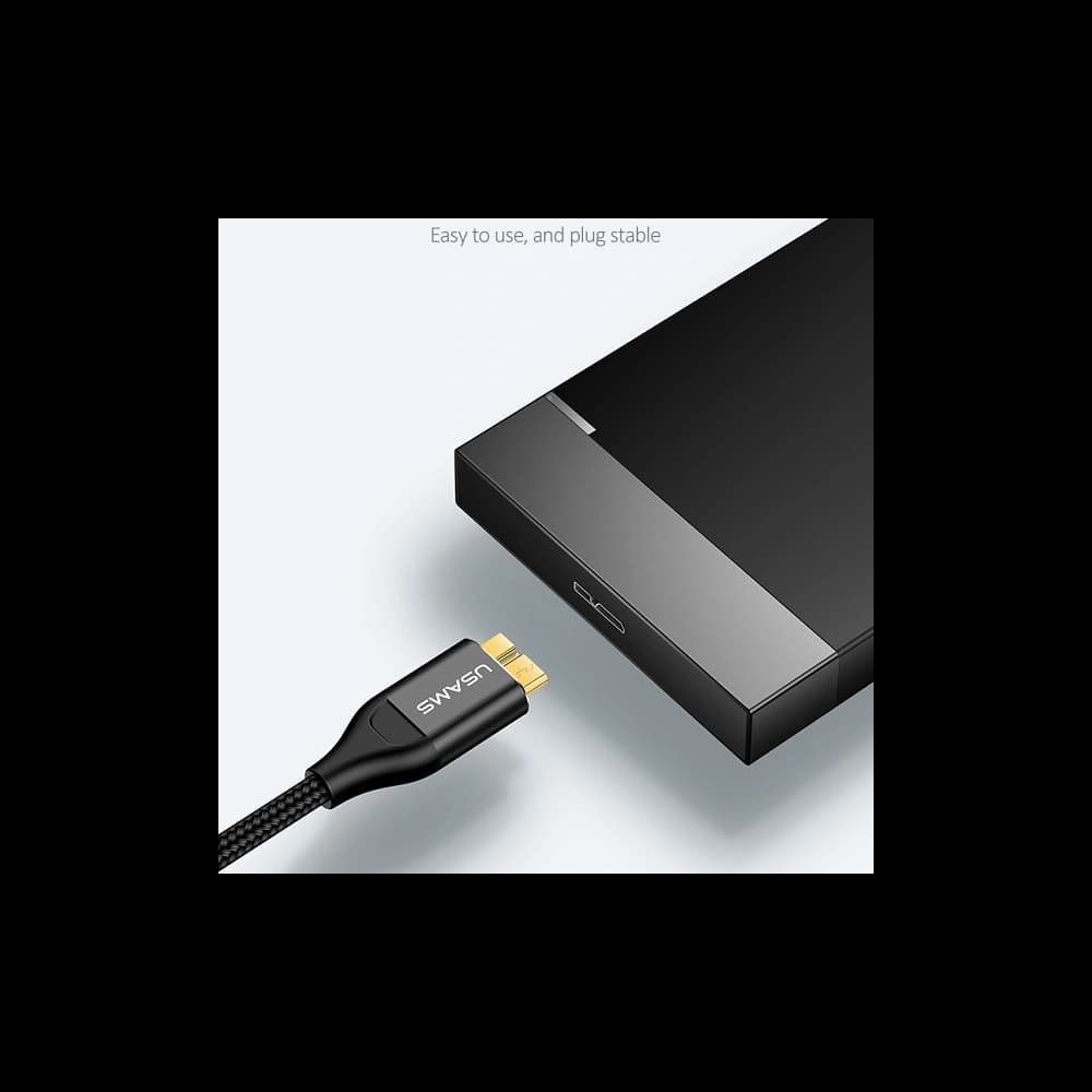 USAMS Nylon Cable U19 USB 3.0 microUSB B to external drive 1m black SJ272USB01 (US-SJ272) - 4