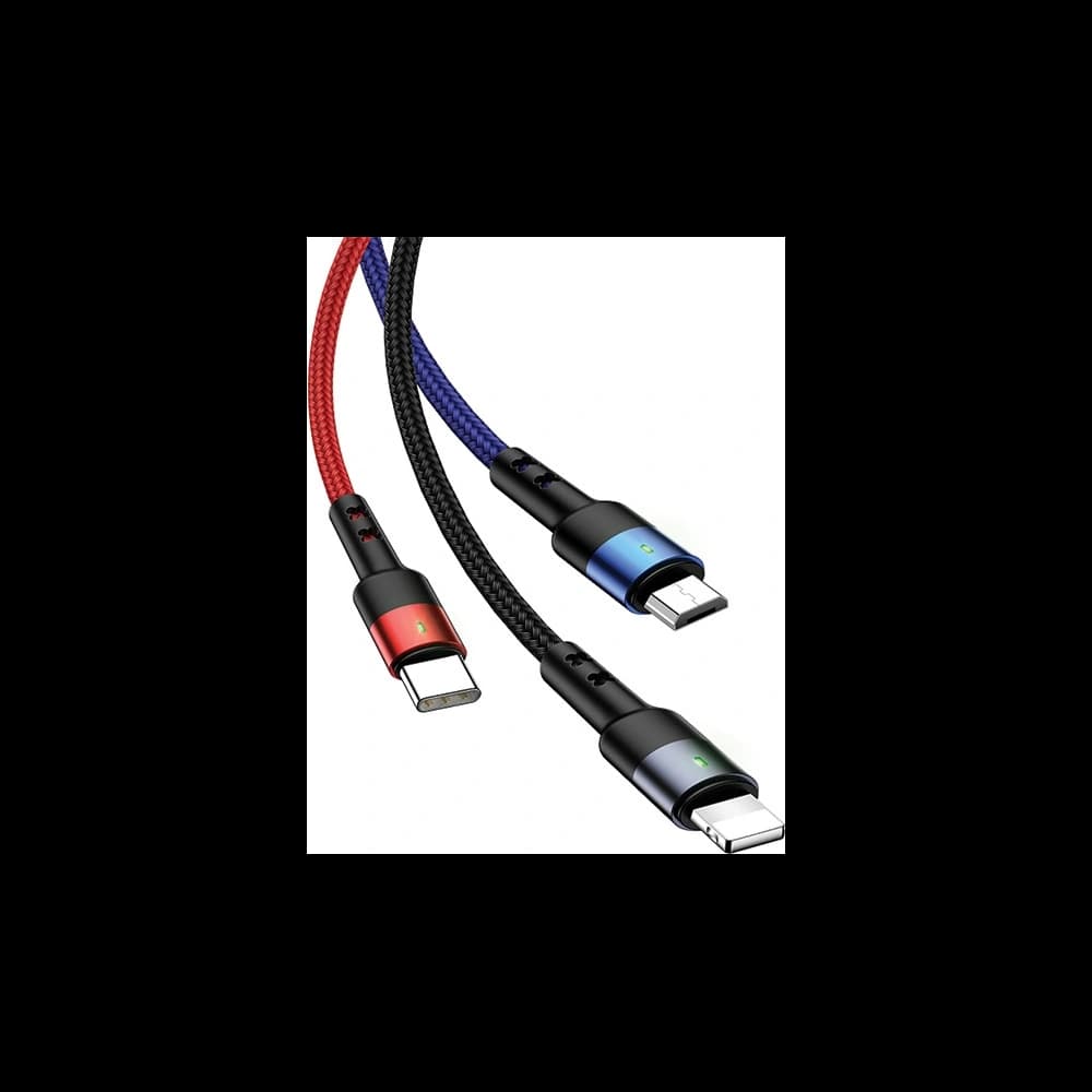 Kabel geflochten USAMS U26 3w1 0.35m 2A Schnellladung (lightning/microUSB/USB-C) SJ410USB01 - 2