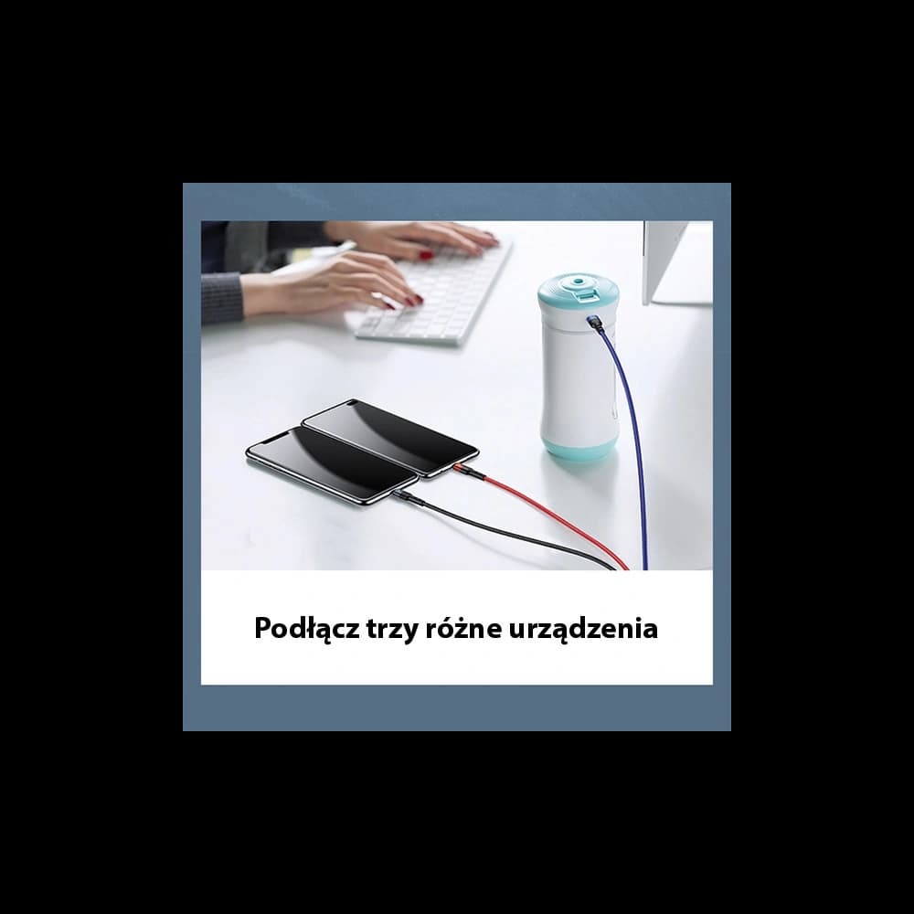 Kabel geflochten USAMS U26 3w1 0.35m 2A Schnellladung (lightning/microUSB/USB-C) SJ410USB01 - 5