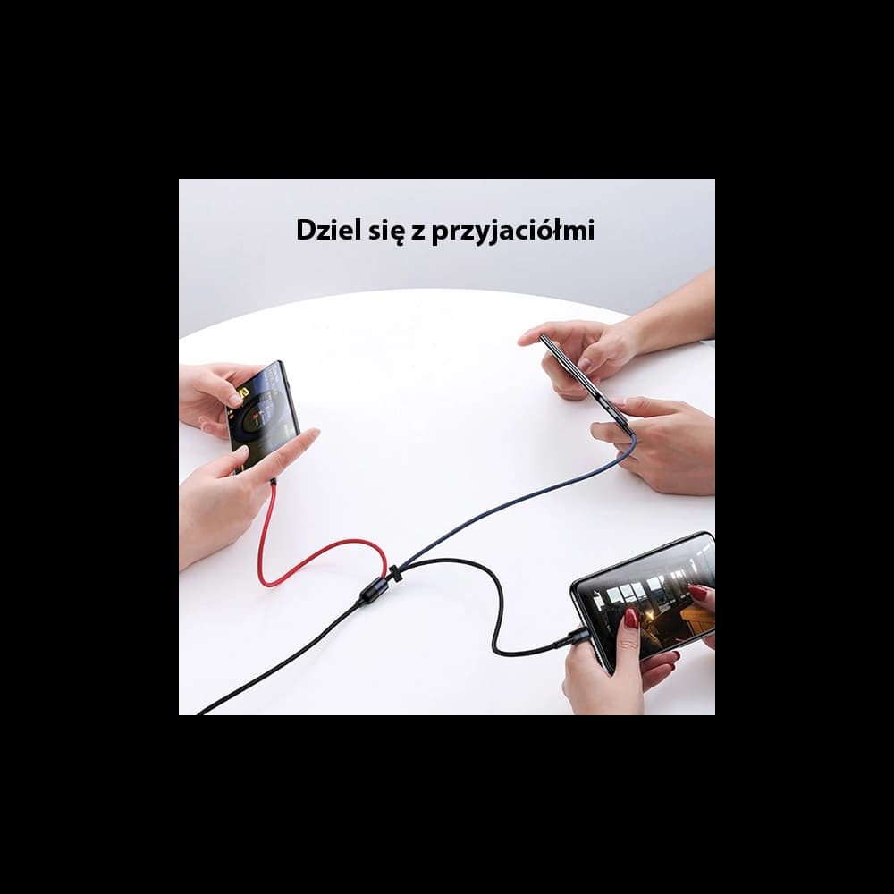 Kabel geflochten USAMS U26 3w1 0.35m 2A Schnellladung (lightning/microUSB/USB-C) SJ410USB01 - 6