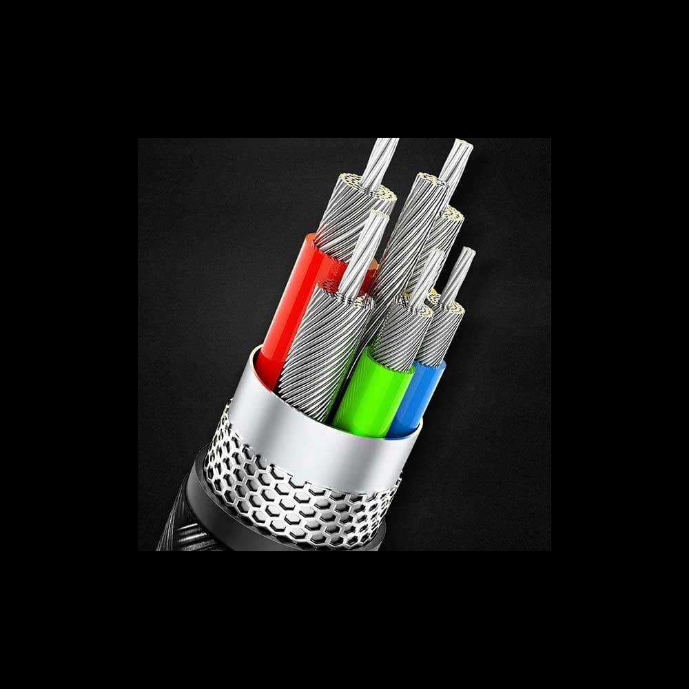 USAMS Nylon Cable U26 4in1 1.5m 2A Fast Charge Springs (2xLightning/microUSB/USB-C) SJ349USB01 (US-SJ349) - 6