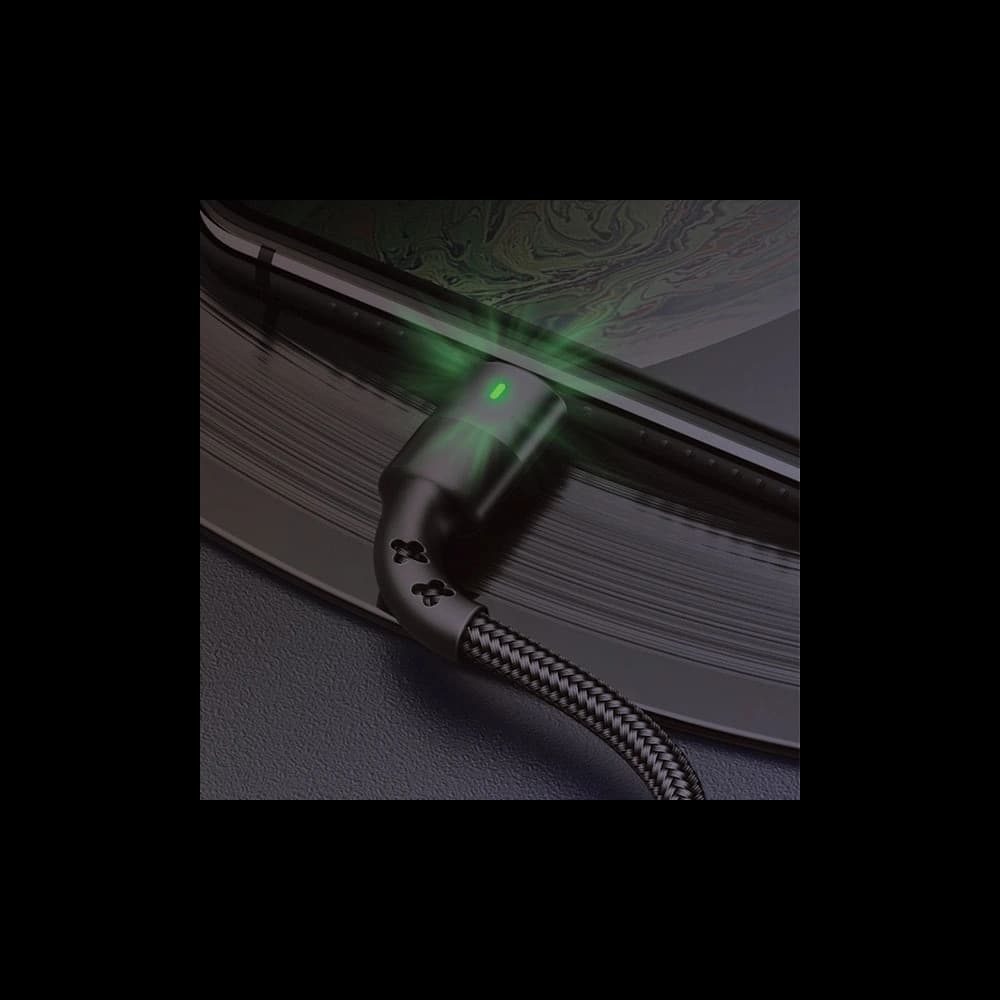 USAMS Nylon Cable U26 Lightning 1m 2A Fast Charging black SJ311IP01 (US-SJ311) - 3