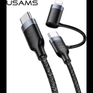 USAMS U31 geflochtenes Kabel USB-C auf USB-C / Lightning 60W PD Schnellladung schwarz SJ403USB01