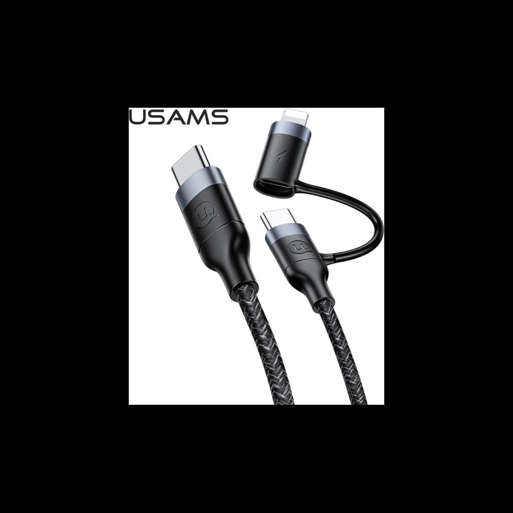 USAMS U31 geflochtenes Kabel USB-C auf USB-C / Lightning 60W PD Schnellladung schwarz SJ403USB01 - 1