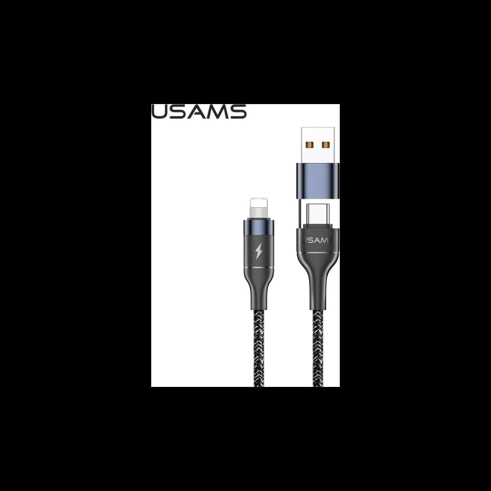 USAMS U31 geflochtenes Kabel USB-C auf USB-C / Lightning 60W PD Schnellladung schwarz SJ403USB01 - 2