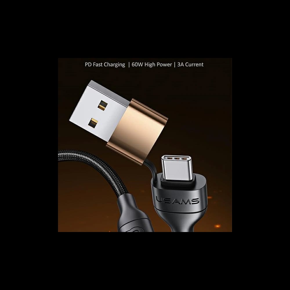 USAMS U62 2xUSB-C/USB-A /lightning 1,2m PD Fast Charge geflochtenes Kabel schwarz SJ483USB01 - 2