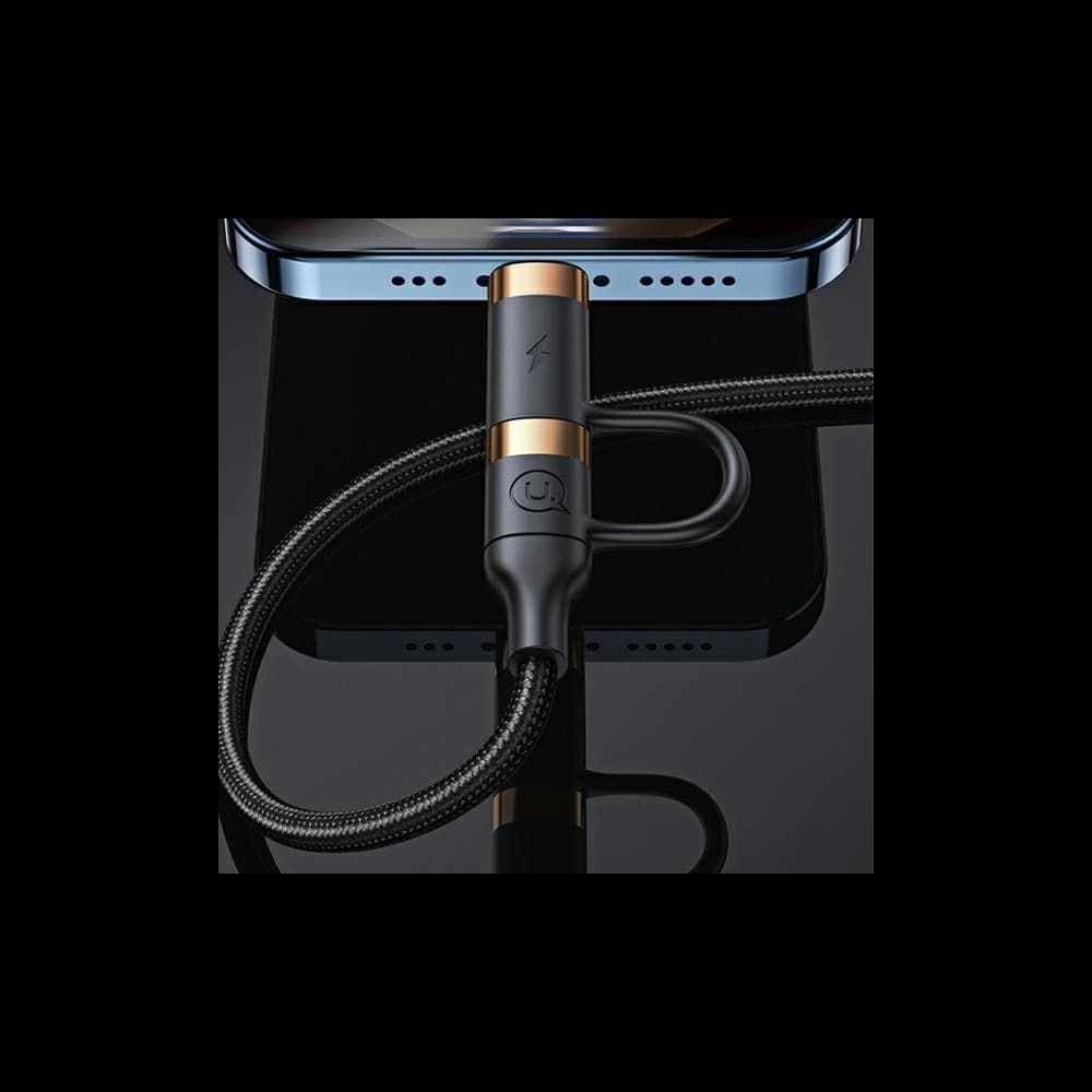USAMS U62 2xUSB-C/USB-A /lightning 1,2m PD Fast Charge geflochtenes Kabel schwarz SJ483USB01 - 5