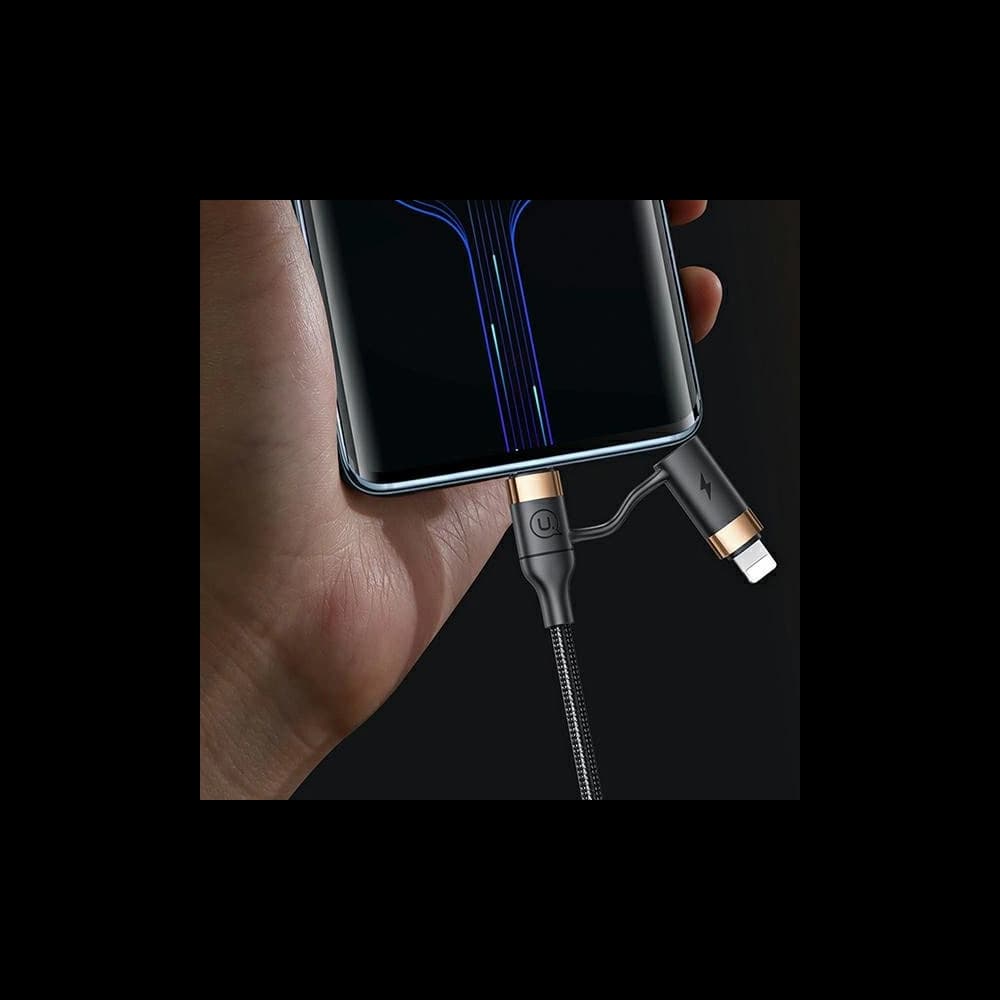 USAMS U62 2xUSB-C/USB-A /lightning 1,2m PD Fast Charge geflochtenes Kabel schwarz SJ483USB01 - 6