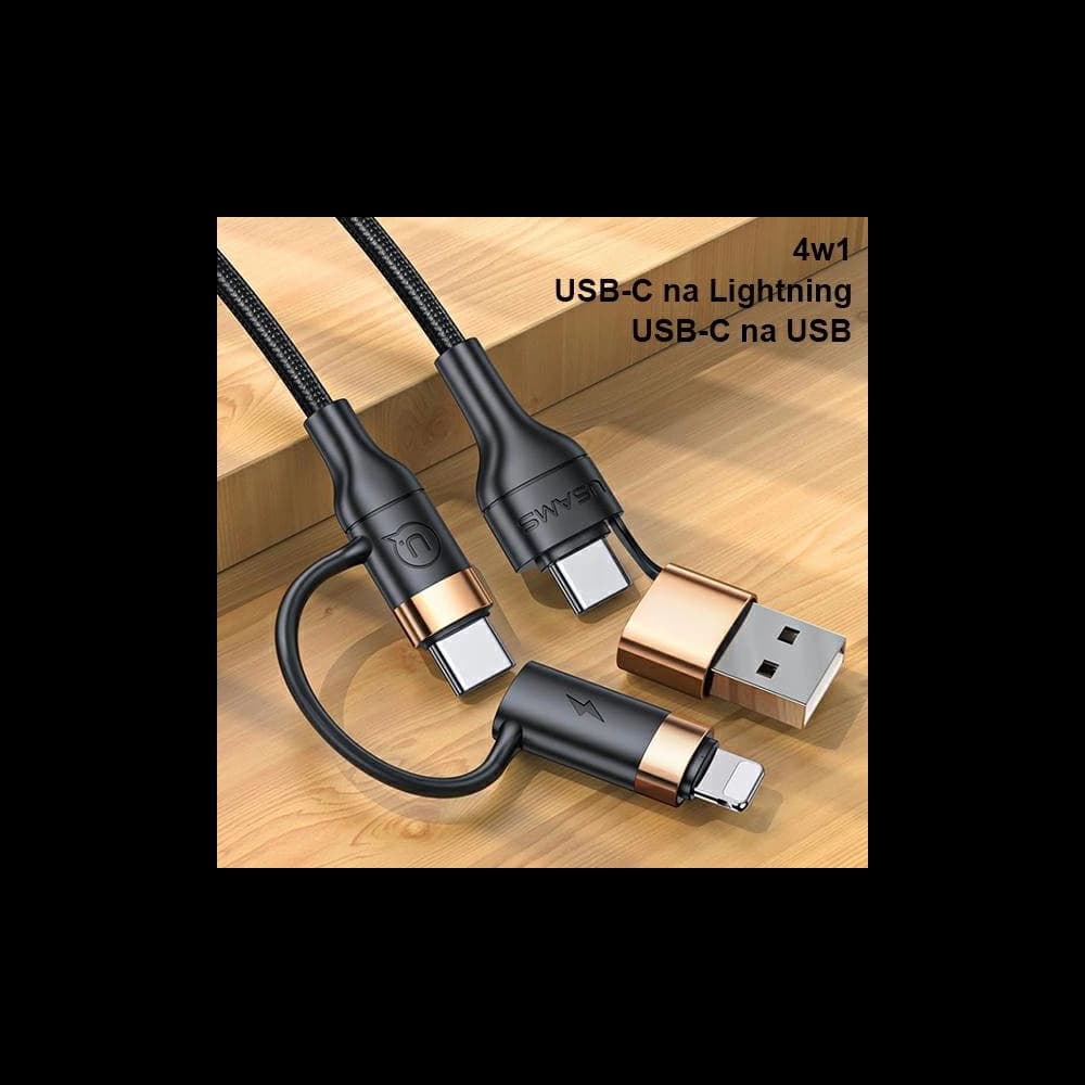 USAMS U62 2xUSB-C/USB-A /lightning 1,2m PD Fast Charge geflochtenes Kabel schwarz SJ483USB01 - 8