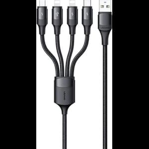 USAMS Nylon Cable U73 4in1 1.2m 3A Fast Charge (2xLightning/microUSB/USB-C) SJ516USB01 (US-SJ516)