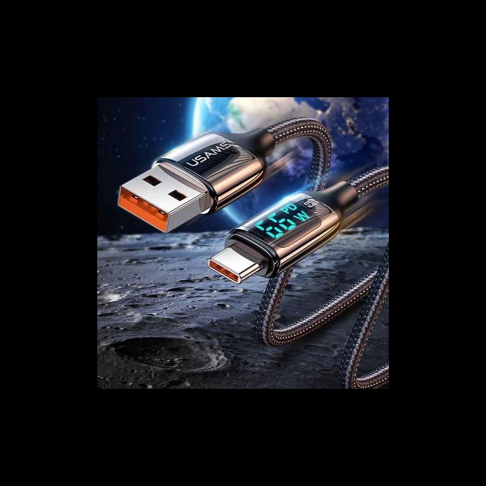 USAMS Nylon Cable U78 USB-C 1.2m LED 6A Fast Charging white SJ544USB02 (US-SJ544) - 5