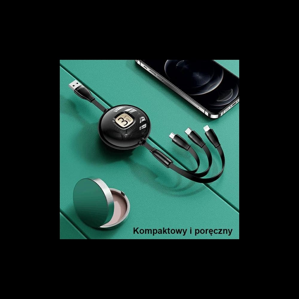 USAMS Cable U69 3in1 1m black (Lightning/microUSB/USB-C) SJ508USB01 (US-SJ508) - 5