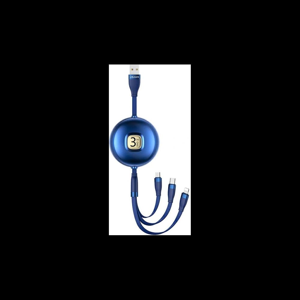 USAMS Cable U69 3in1 1m blue (Lightning/microUSB/USB-C) SJ508USB02 (US-SJ508) - 1
