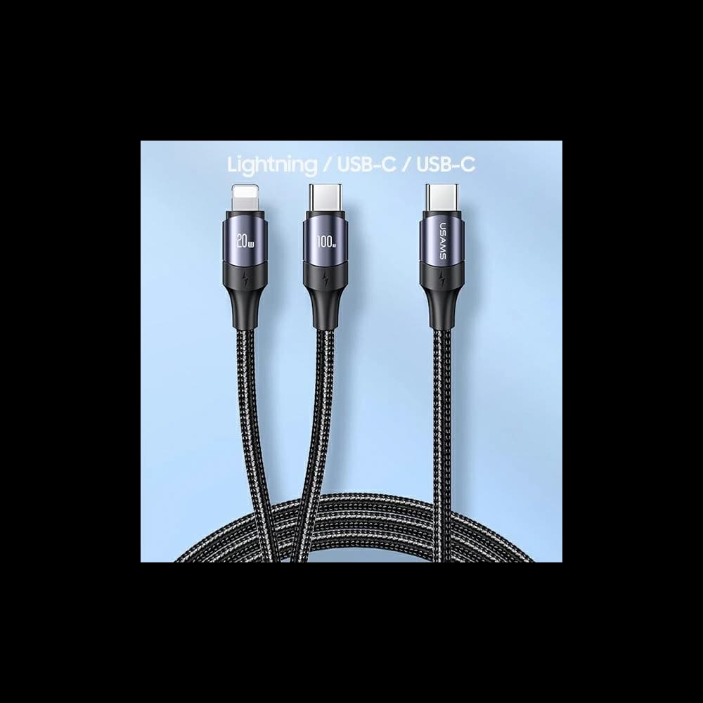 Kabel USAMS U71 USB-C/Lightning auf USB-C 1,2m 100W PD Fast Charge schwarz SJ550USB01 - 2