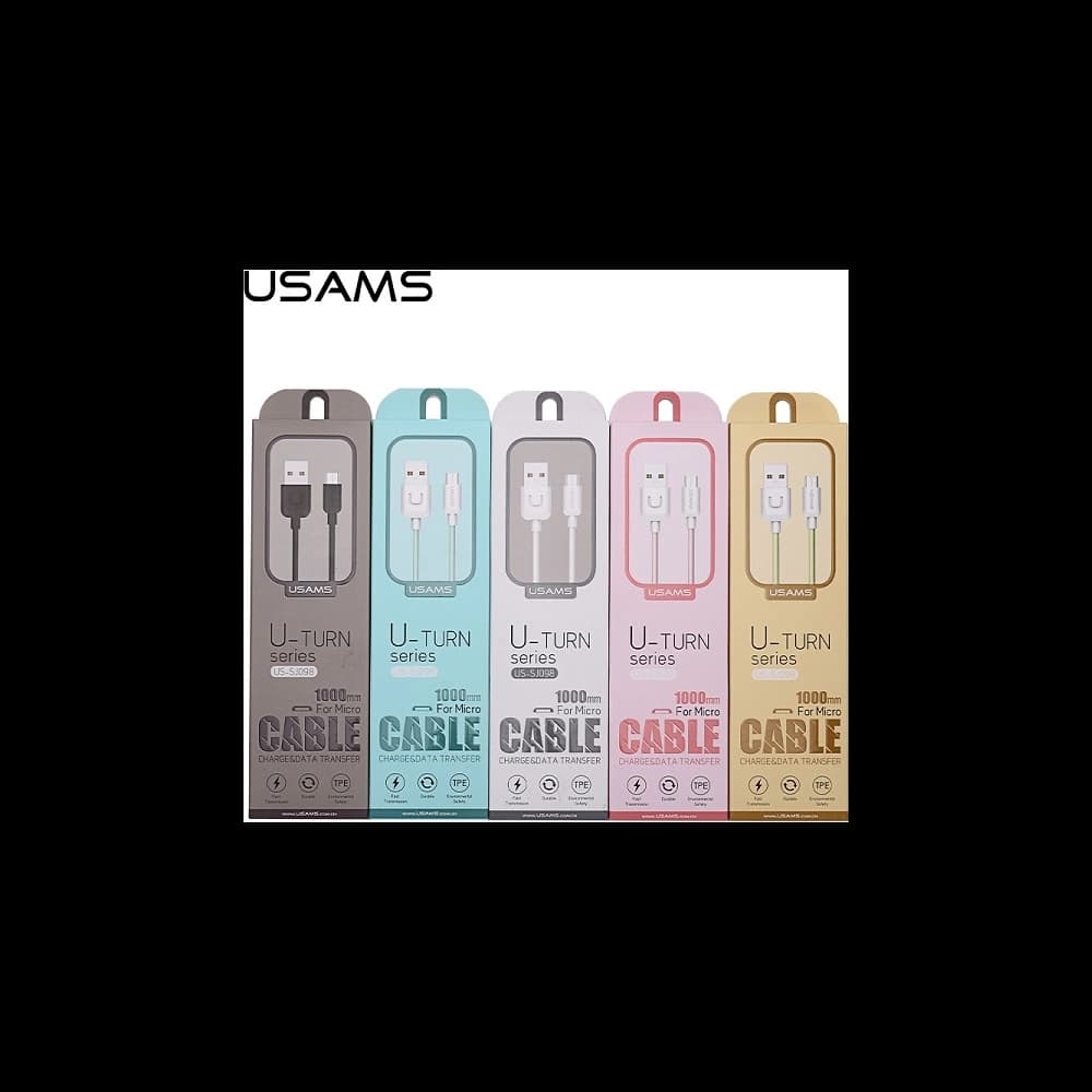 USAMS Cable U-Turn microUSB 1m black 2A MICUSBXD01 (US-SJ098) - 2