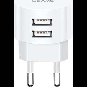 USAMS T20 Netzteil 2xUSB 2,1A rund weiß/white Schnellladung CC80TC01