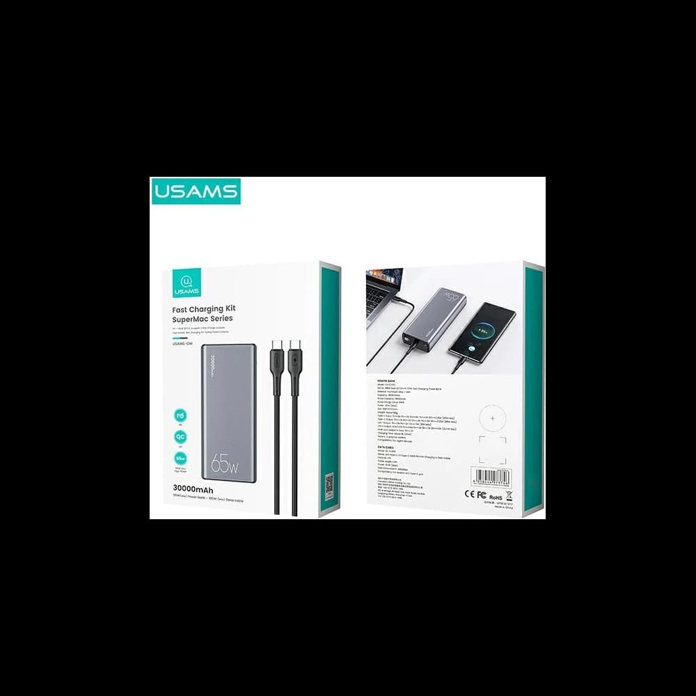 USAMS Powerbank PB59 30000mAh 65W 2xQC3.0+PD Fast Charge black CMXLOGTC01 (US-CD165) + cable USB-C-USB-C - 8