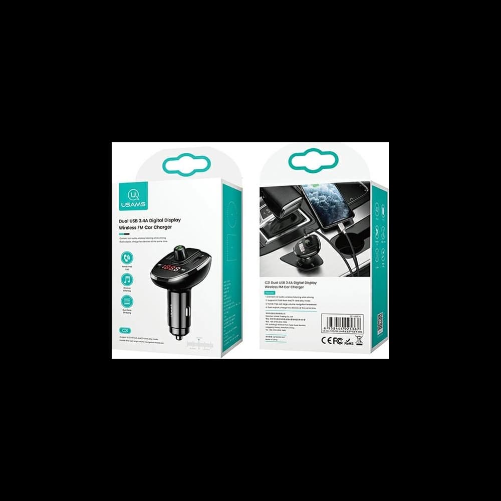 Transmitter FM USAMS C21, Bluetooth 5.0, MP3, 2xUSB 3,4A black CC115GC01 - 16
