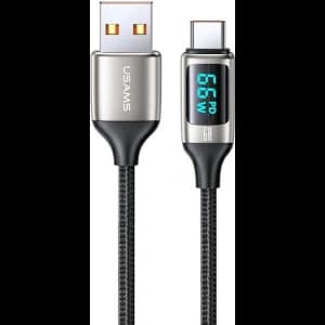 USAMS Nylon Cable U78 USB-C 1.2m LED 6A Fast Charging white SJ544USB02 (US-SJ544)