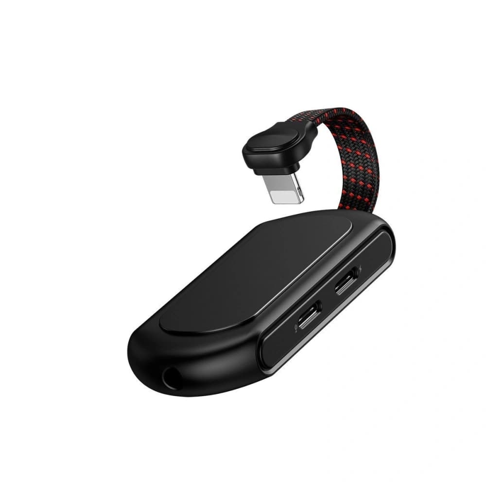 [OUTLET] Baseus GAMO 3-in-1 iP Male to Dual iP & 3.5mm Female Adapter L47 Black - 3