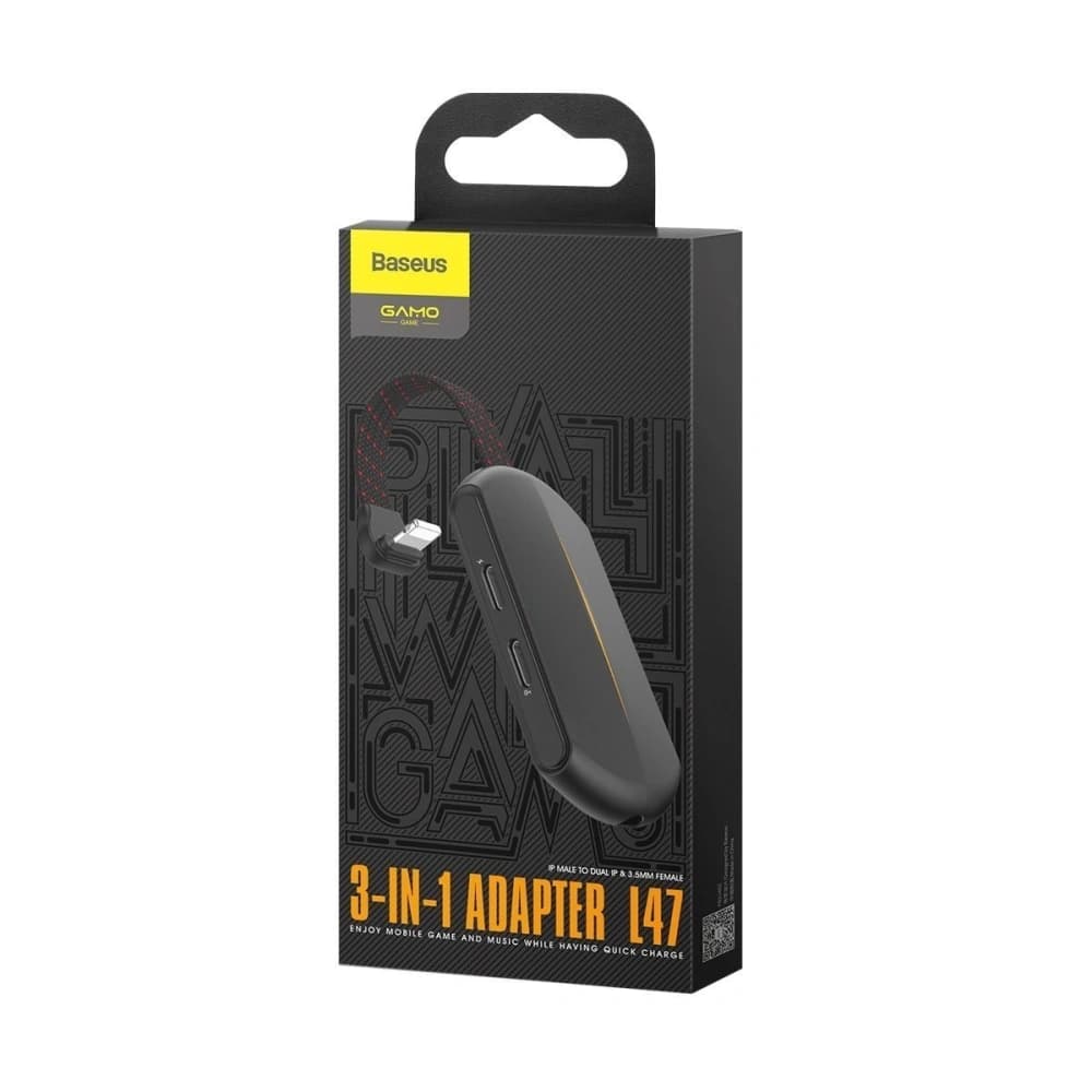 [OUTLET] Baseus GAMO 3-in-1 iP Male to Dual iP & 3.5mm Female Adapter L47 Black - 6