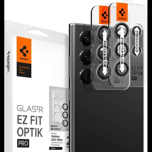Spigen Optik.tr ez Fit Camera Protector Samsung Galaxy S22 Ultra Black [2 PACK]