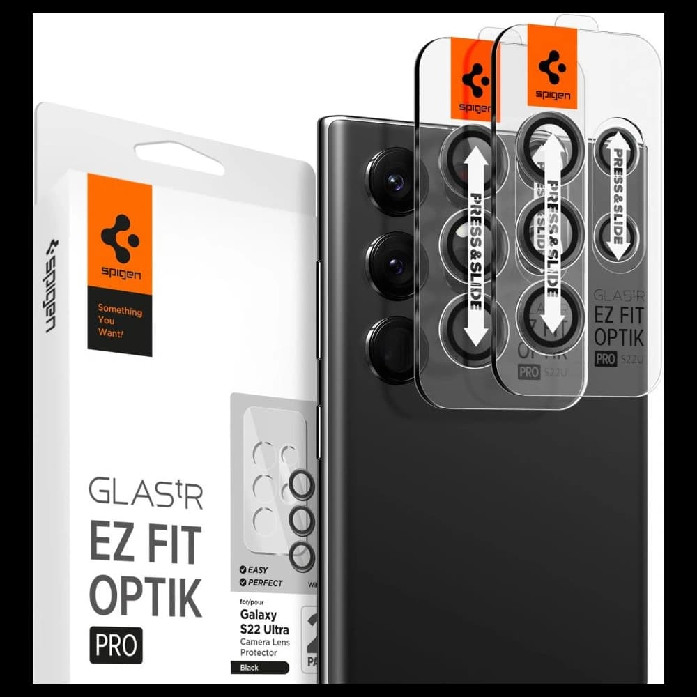 Spigen Optik.tr ez Fit Camera Protector Samsung Galaxy S22 Ultra Black [2 PACK] - 1