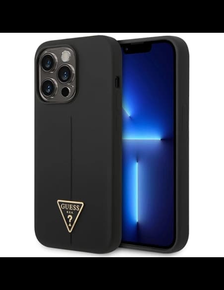 Case Guess GUHCP14XSLTGK Apple iPhone 14 Pro Max schwarz/black Hardcase Silikon Triangle