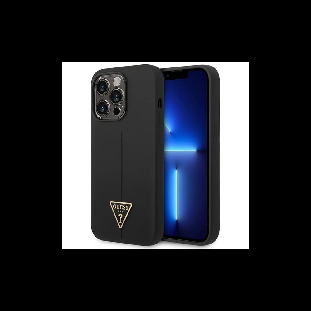 Guess GUHCP14XSLTGK Apple iPhone 14 Pro Max black hardcase Silicone Triangle - 1