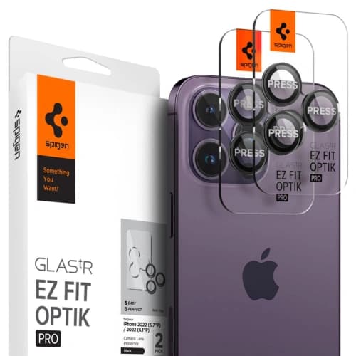 Spigen Optik.tr ez Fit Camera Protector Apple iPhone 14 Pro / 14 Pro Max / 15 Pro / 15 Pro Max / 16 Pro / 16 Pro Max / 17 Pro / 17 Pro Max Black [2 PACK]