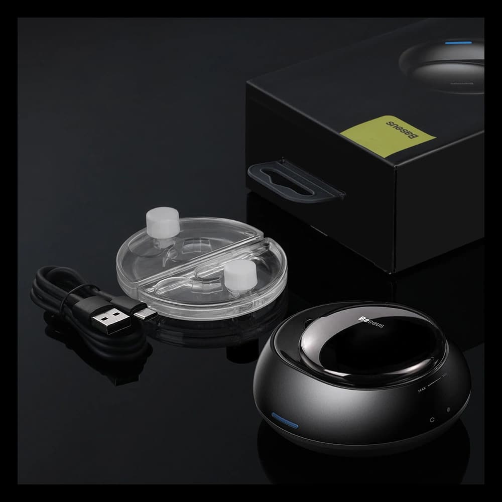 Auto-Lufterfrischer Baseus + 2 Nachfüllungen (Freesie + Basilikum mit Mandarine) + 1m schwarzes USB-C-Kabel - 24