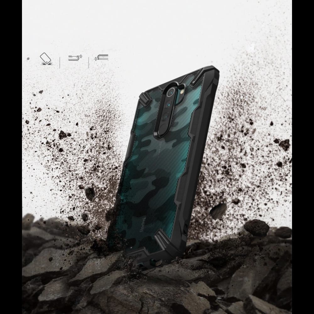 Case Ringke Fusion-X Design Redmi Note 8 Pro Camo (Moro) Schwarz - 4