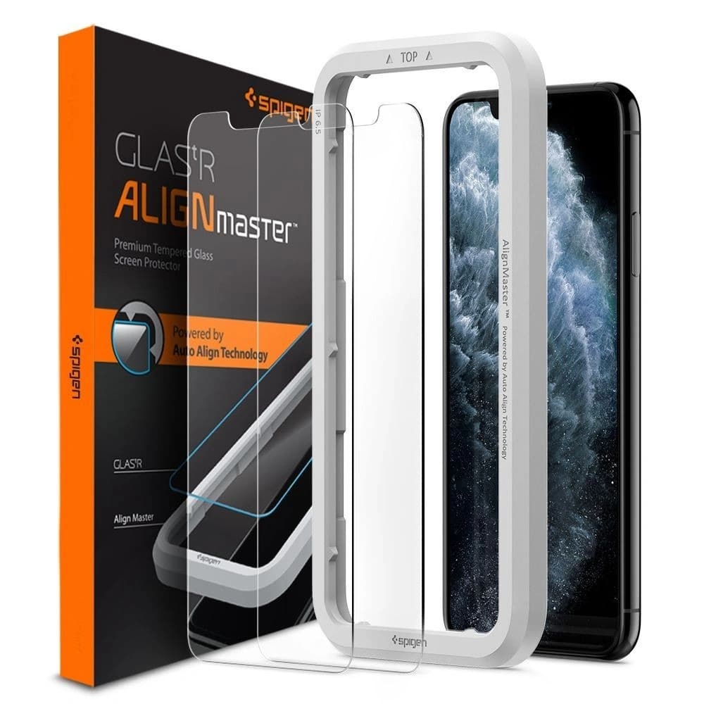 Spigen GLAS.tR Slim AlignMaster Apple iPhone 11 Case Friendly 2 Pack - 1