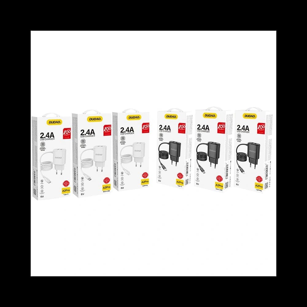 Dudao charger 2x USB with built-in 12W Lightning cable black (A2ProL black) - 3