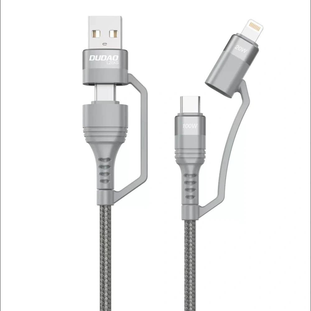 Dudao cable 4in1 USB Type C PD / USB cable - USB Type C Power Delivery (100W) / Lightning (20W) 1m gray (L20XS) - 1