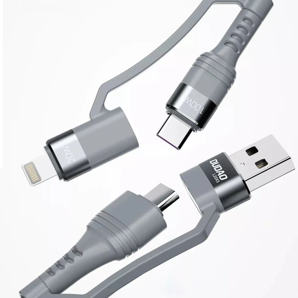 Dudao cable 4in1 USB Type C PD / USB cable - USB Type C Power Delivery (100W) / Lightning (20W) 1m gray (L20XS) - 2
