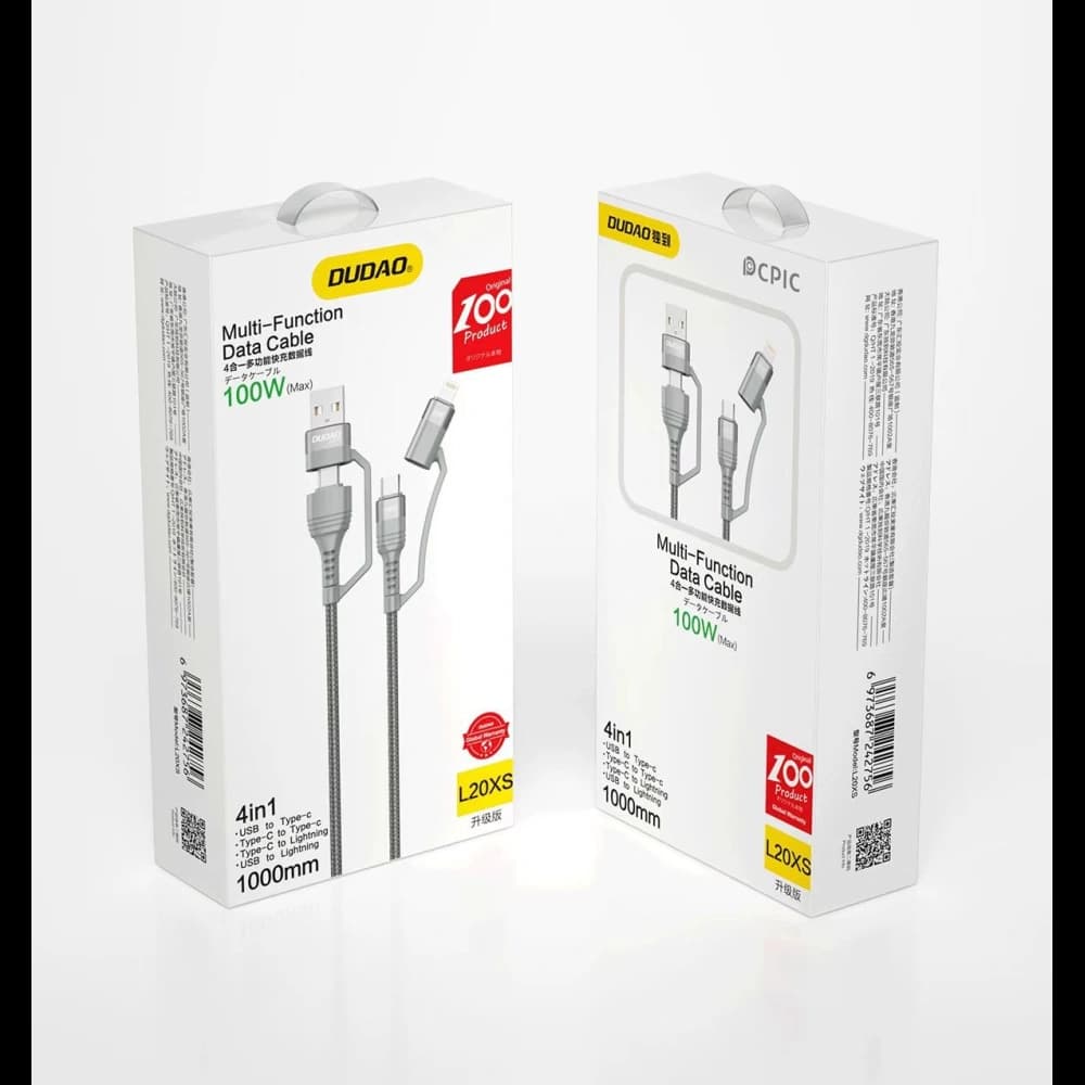 Dudao cable 4in1 USB Type C PD / USB cable - USB Type C Power Delivery (100W) / Lightning (20W) 1m gray (L20XS) - 4