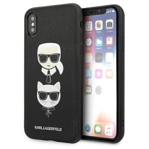 Case Karl Lagerfeld KLHCI65SAKICKCBK Apple iPhone XS Max schwarz/hardcase Saffiano Ikonik Karl&Choupette Kopf