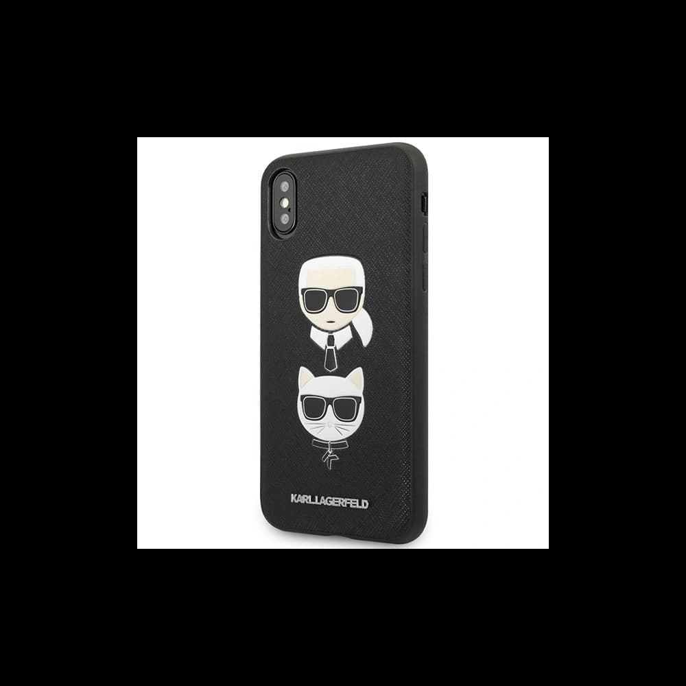 Case Karl Lagerfeld KLHCI65SAKICKCBK Apple iPhone XS Max schwarz/hardcase Saffiano Ikonik Karl&Choupette Kopf - 2