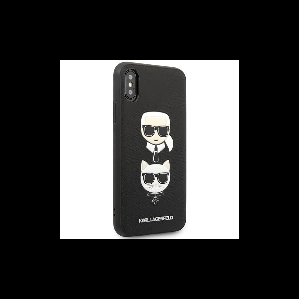 Case Karl Lagerfeld KLHCI65SAKICKCBK Apple iPhone XS Max schwarz/hardcase Saffiano Ikonik Karl&Choupette Kopf - 5