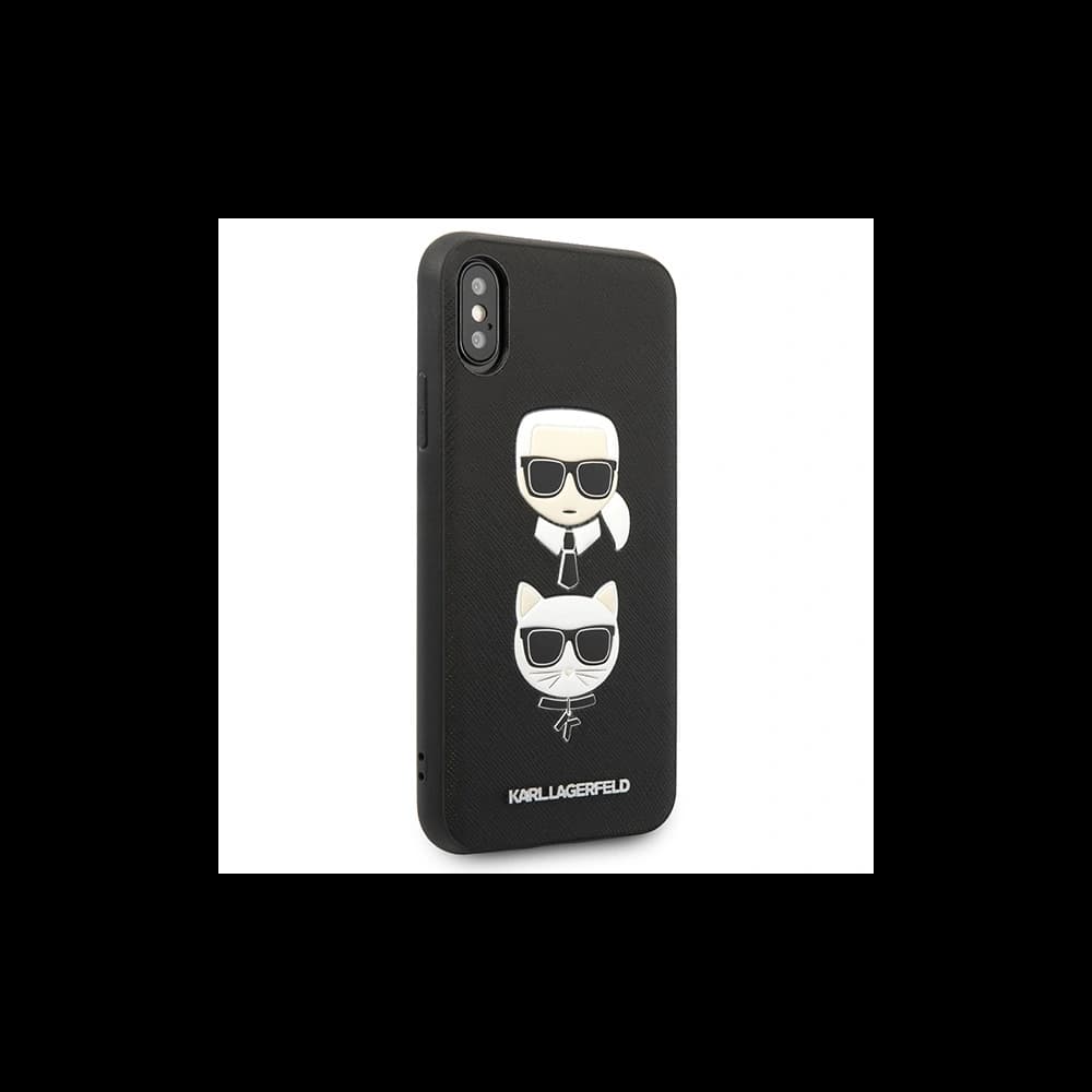 Case Karl Lagerfeld KLHCPXSAKICKCBK Apple iPhone XS/X schwarz/black Hardcase Saffiano Ikonik Karl&Choupette Head - 5