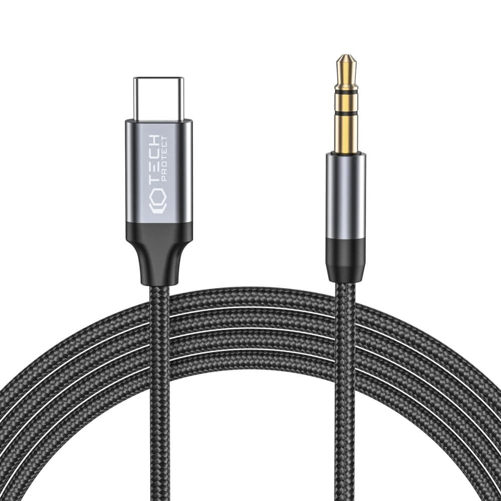 Tech-Protect Ultraboost USB-C/mini Jack 3.5mm Cable 100cm Black - 1