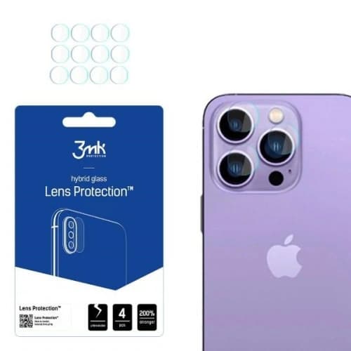 Hybriertes Glas für das Kameralensobjektiv 3MK Lens Protect Apple iPhone 14 Pro/14 Pro Max [4 PACK]