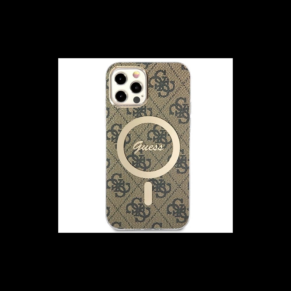 Set Guess Case + kabelloses Ladegerät GUBPP12MH4EACSW für Apple iPhone 12/12 Pro braun/brown Hartschale 4G Print MagSafe - 3
