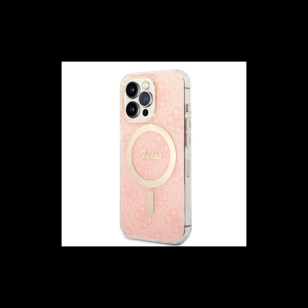 Set Guess Case + kabelloses Ladegerät GUBPP13LH4EACSP für Apple iPhone 13 Pro rosa/pink Hardcase 4G Print MagSafe - 2