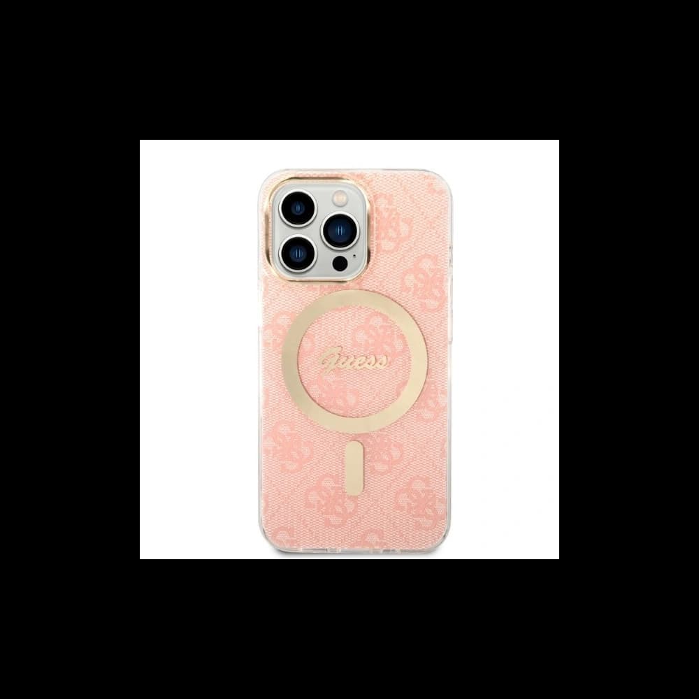 Set Guess Case + kabelloses Ladegerät GUBPP13LH4EACSP für Apple iPhone 13 Pro rosa/pink Hardcase 4G Print MagSafe - 3