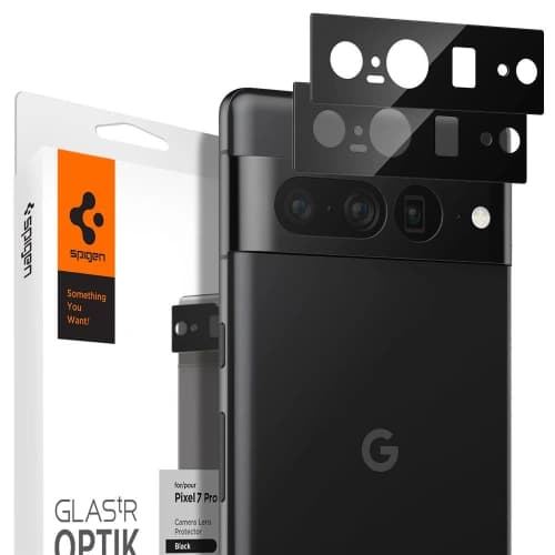 Gehärtetes Glas für Spigen Optik.tr Kamera Schutz Google Pixel 7 Pro Schwarz [2 PACK]