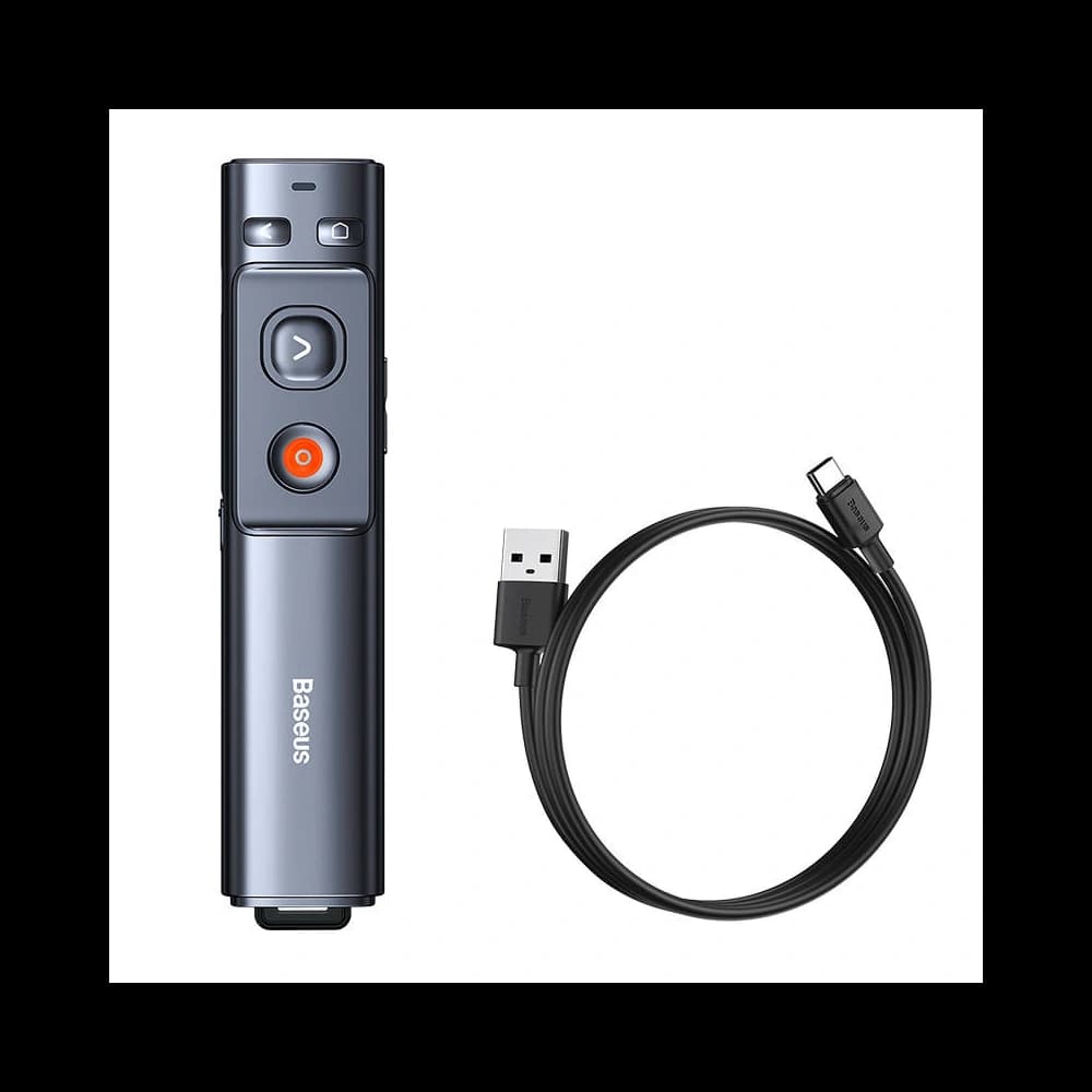 Wielofunkcyjny pilot Baseus Orange Dot do prezentacji, z zielonym wskaźnikiem laserowym, akumulatorowy (szary) - 6