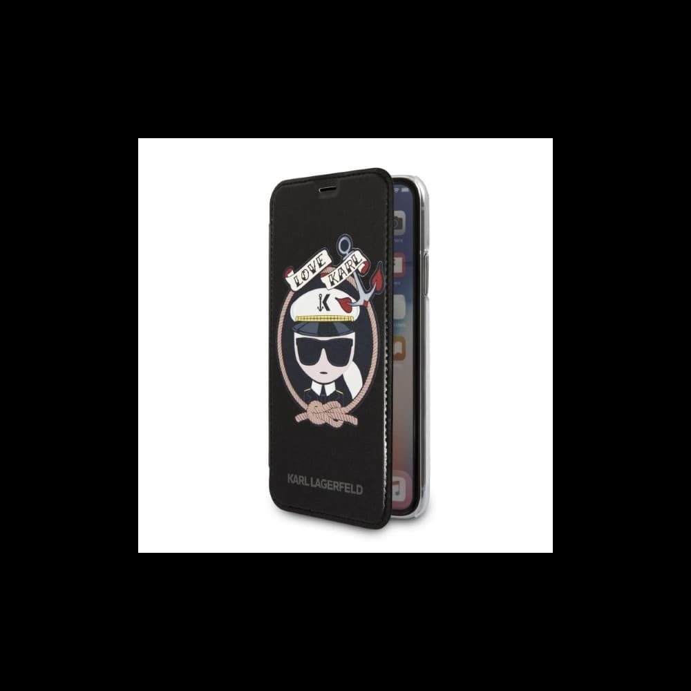 Case Karl Lagerfeld KLFLBKPXKSB Apple iPhone XS/X schwarz/black Buchhülle Signature Glitter - 2